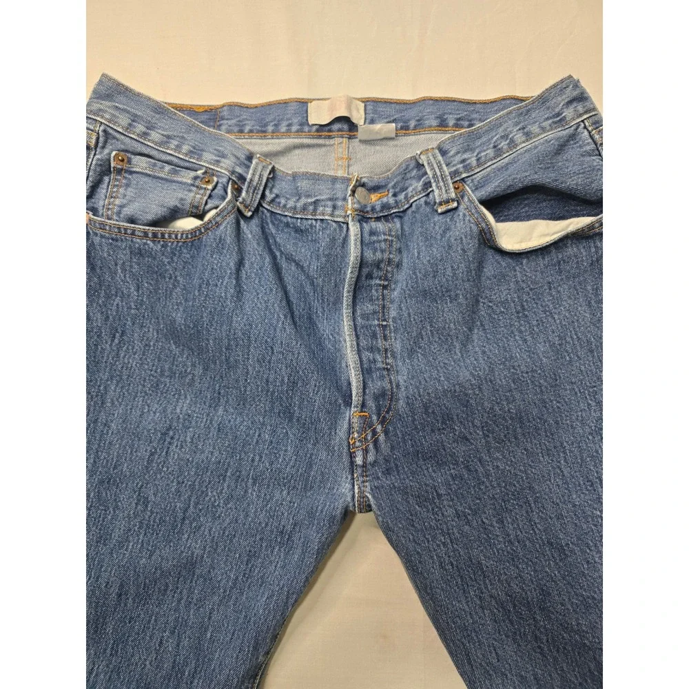 Levis 501 Original Fit Mens 100% Cotton Denim Blue Jeans 36x32 Medium Wash EUC